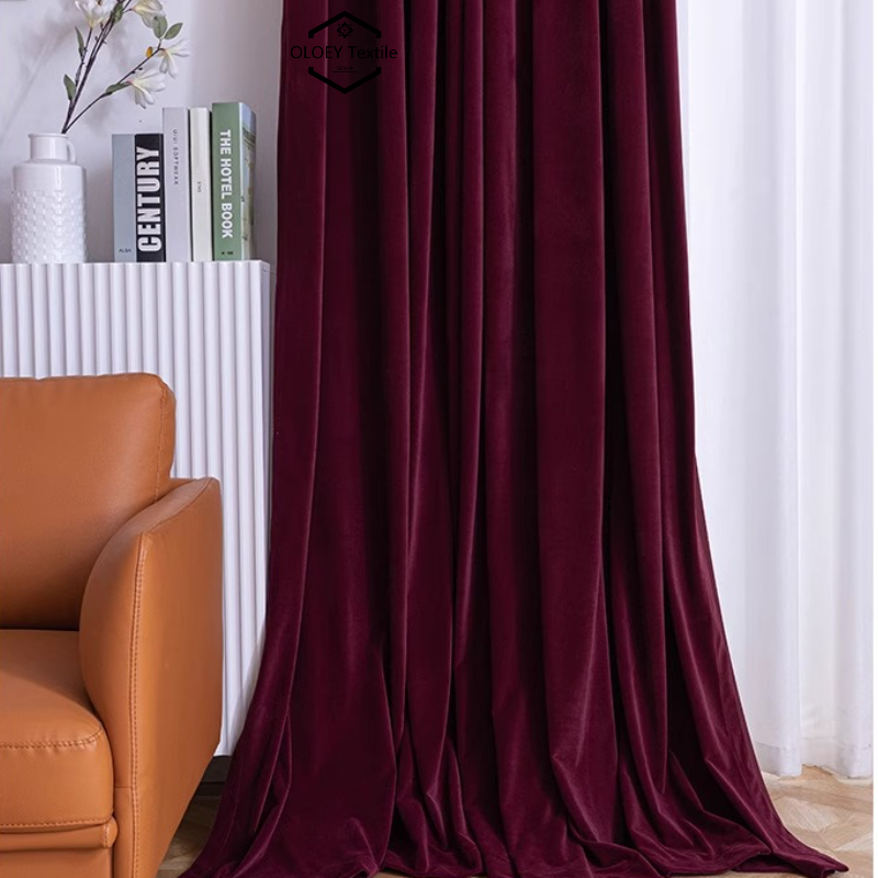 Home Office Buy - Cortinas de Veludo Vermelho Vinho Luxuosas,