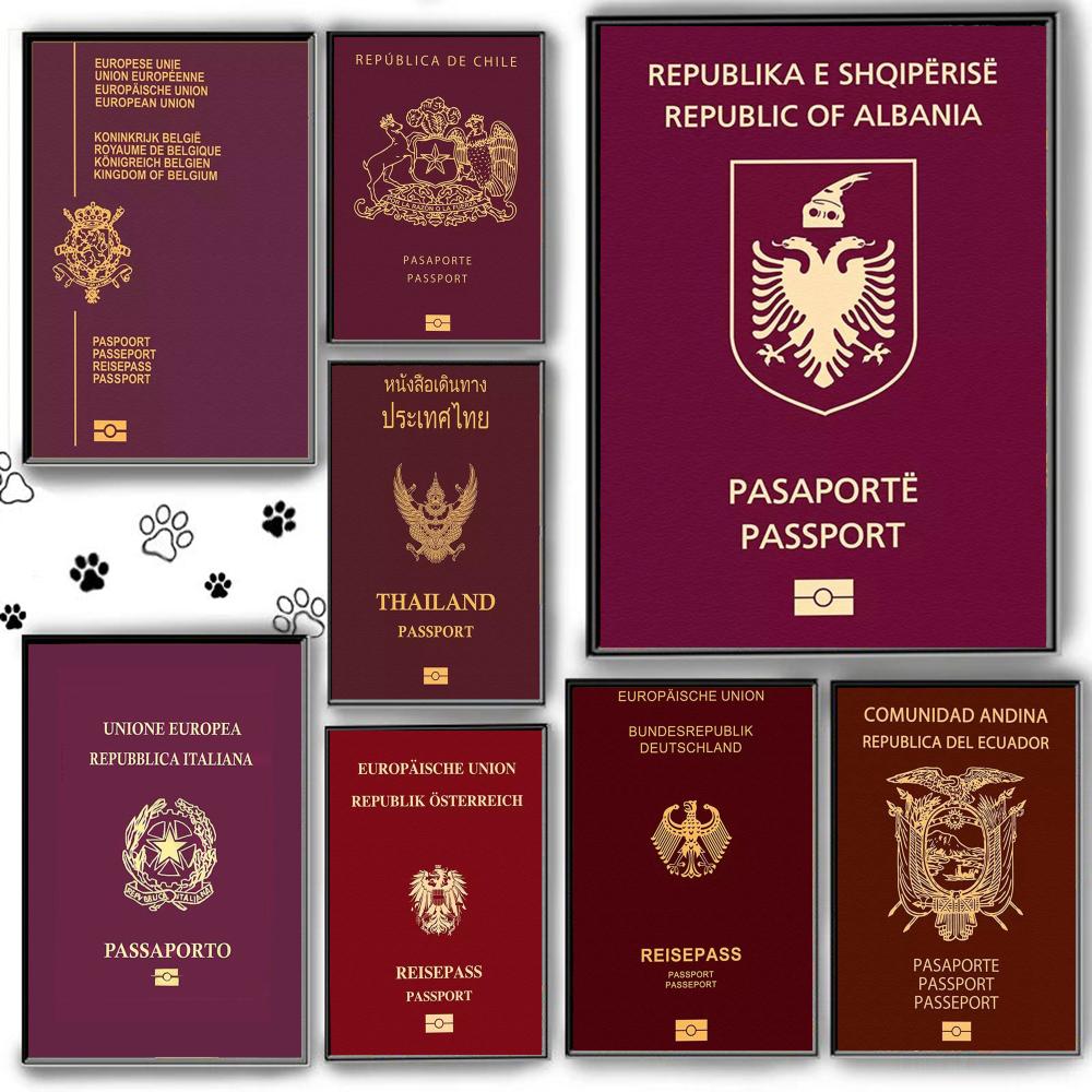 Home Office Passport - Pôster de passaportes com fundo vermelho,