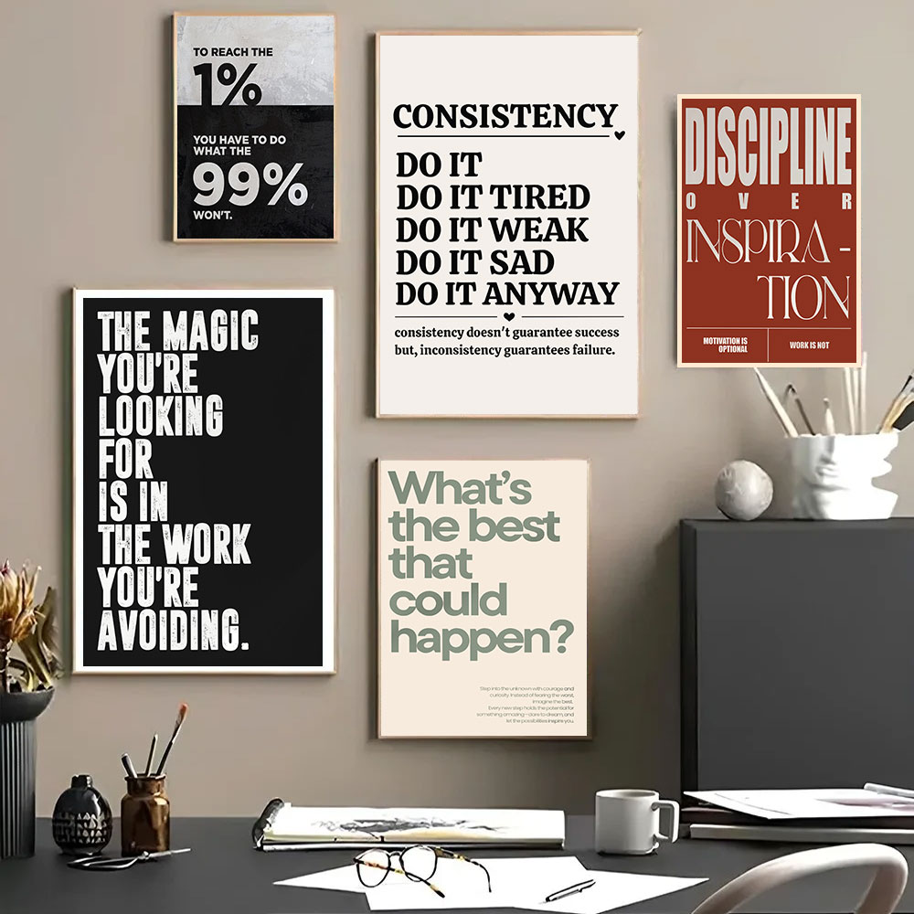 Home Office Room Inspiration - Citações Motivacionais Minimalistas, Arte Inspiradora sobre