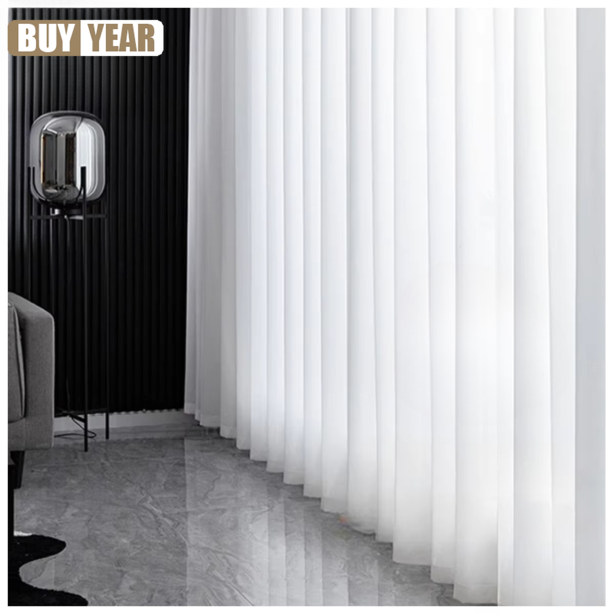Home Office Buy - Cortinas de tule branco sólido de