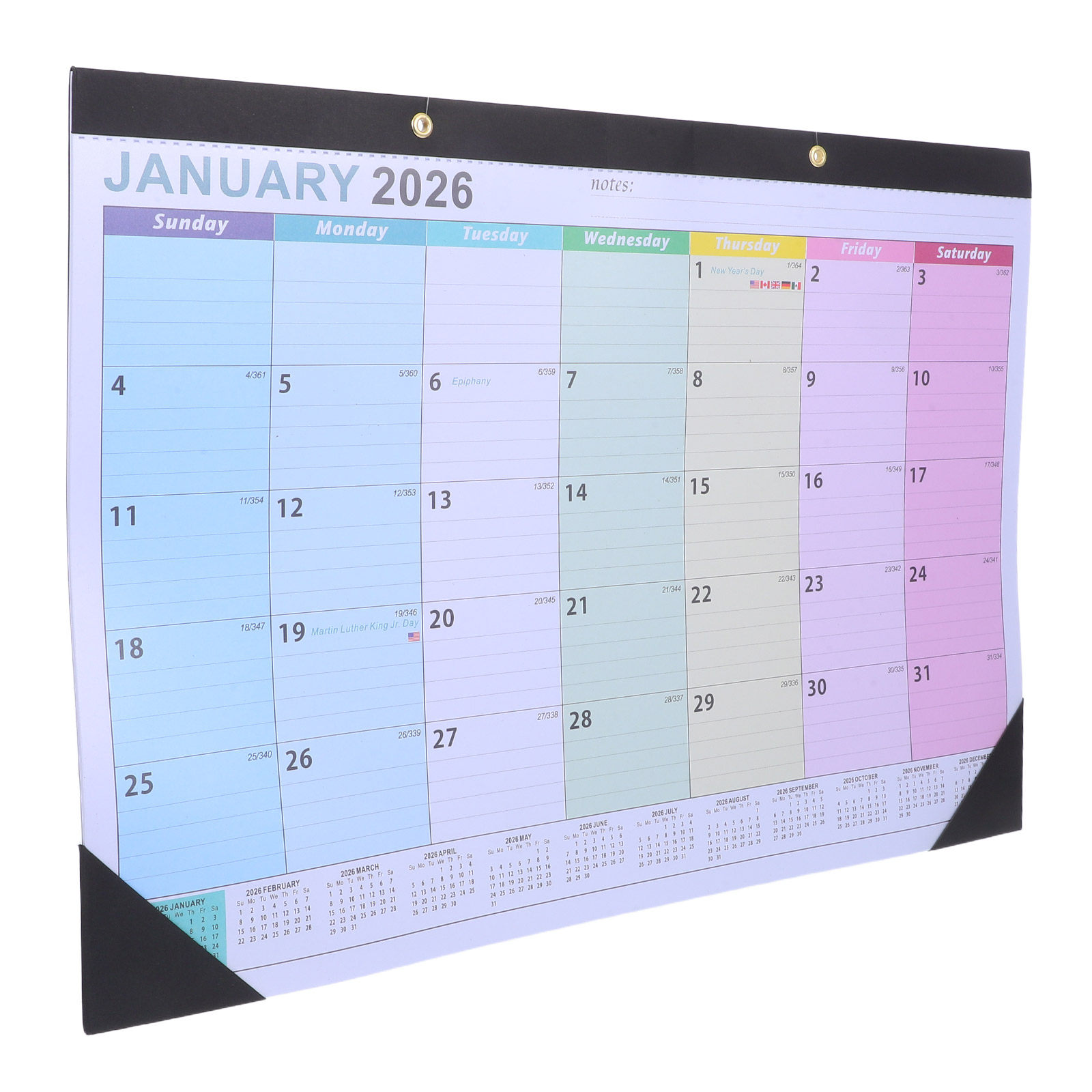 English Home Office - Calendário de Parede 2026, formato para