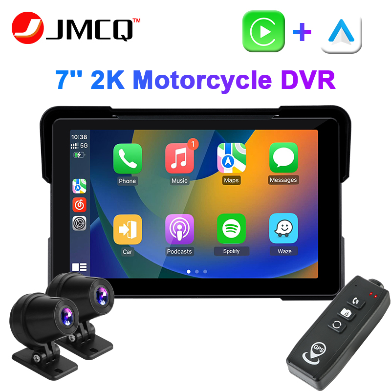 Monitor Arm Dual - JMCQ-DVR motocicleta impermeável, Carplay Display Screen,