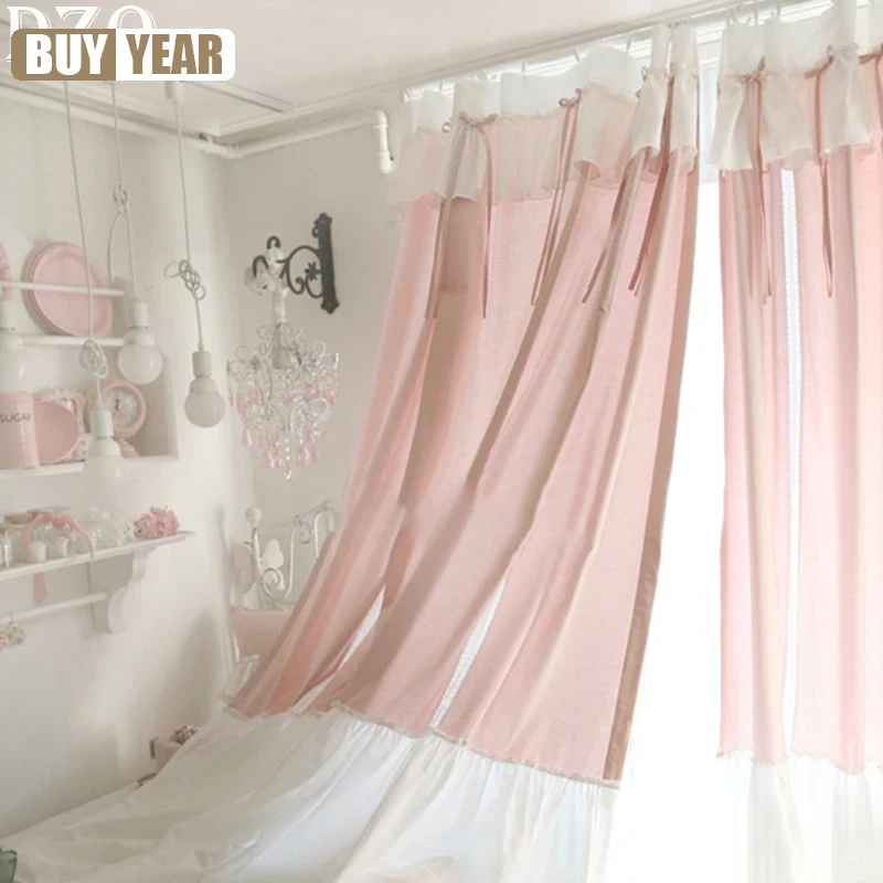 Home Office Buy - Francês elegante bowknot rendas cortinas sala