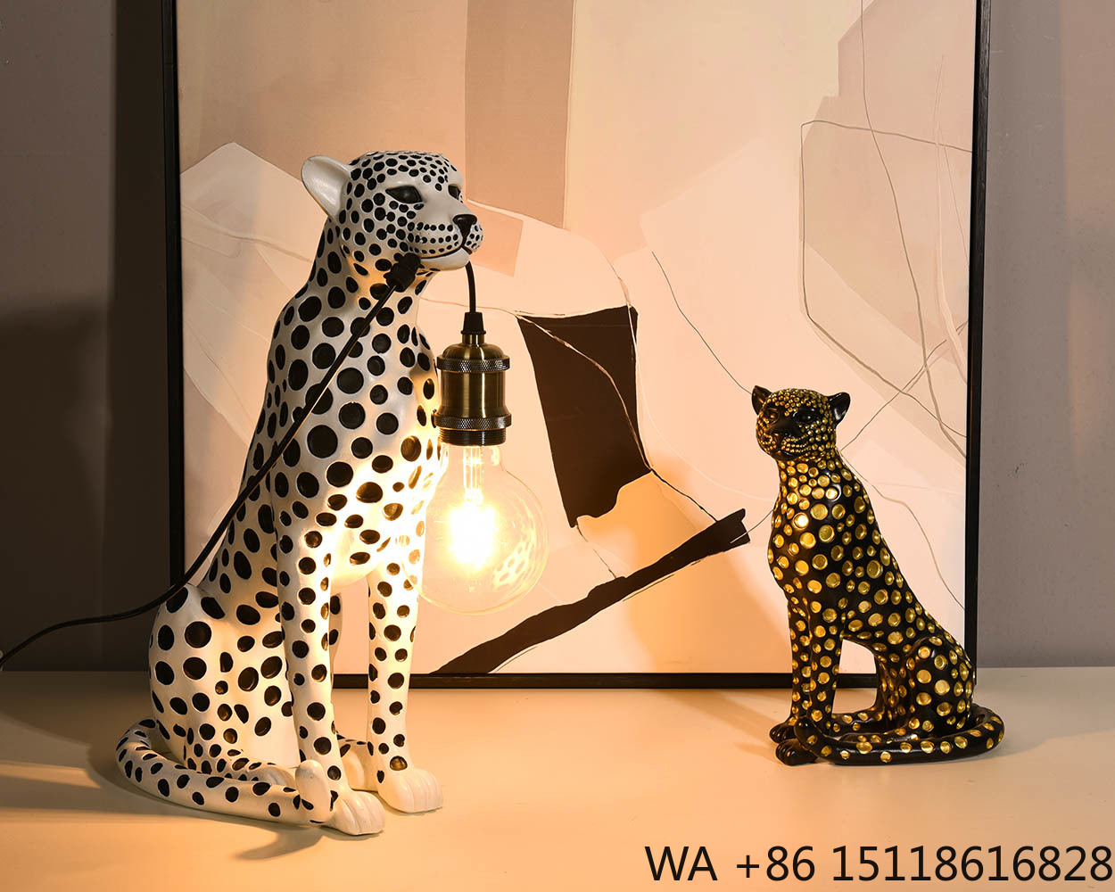 Escultura de Resina de Leopard - Home Office Lamp avaliação e preço