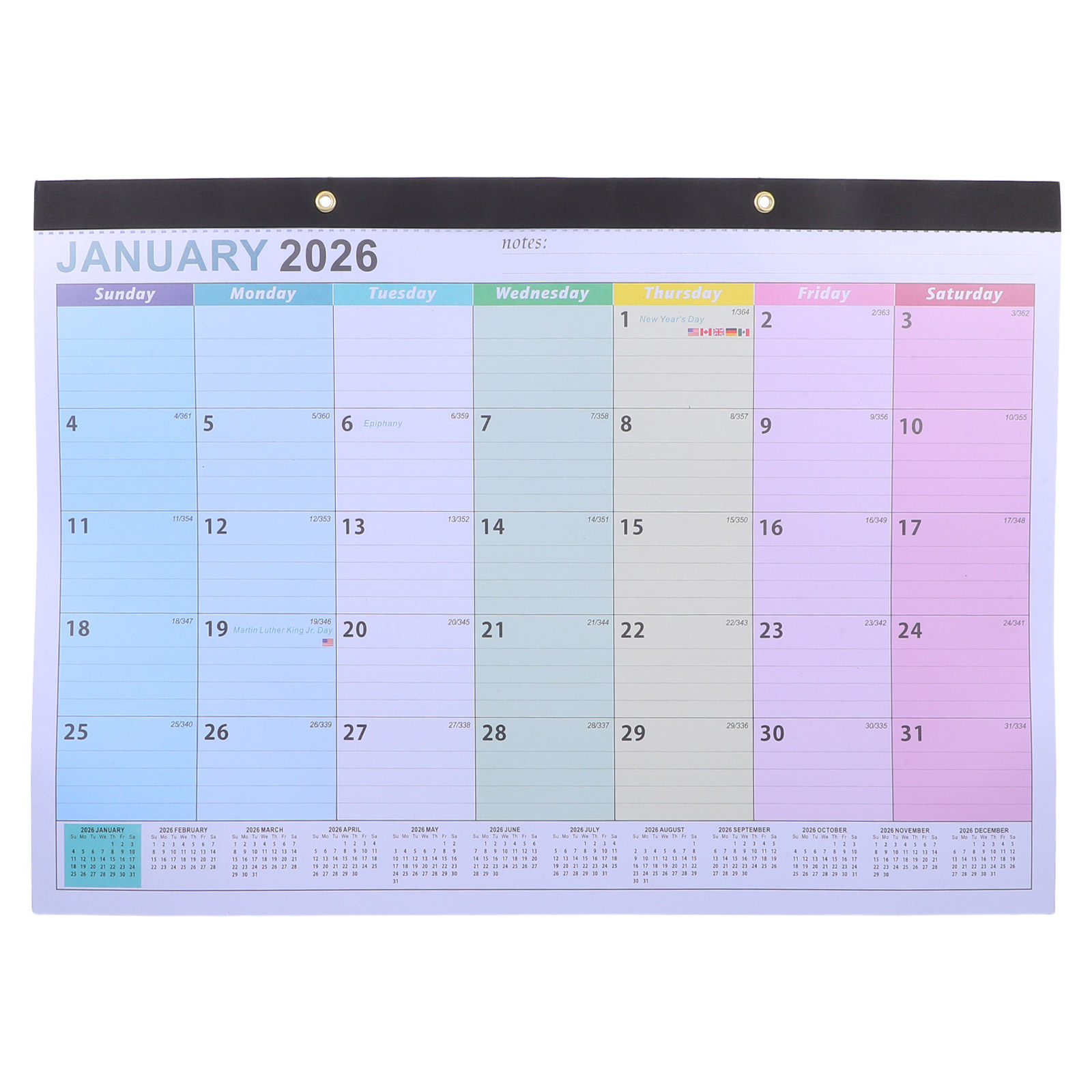 Calendário de Parede 2026, for - English Home Office avaliação e preço